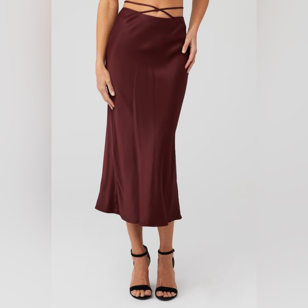 OBO Bardot Burgundy Tie Waist Skirt Fall 2025